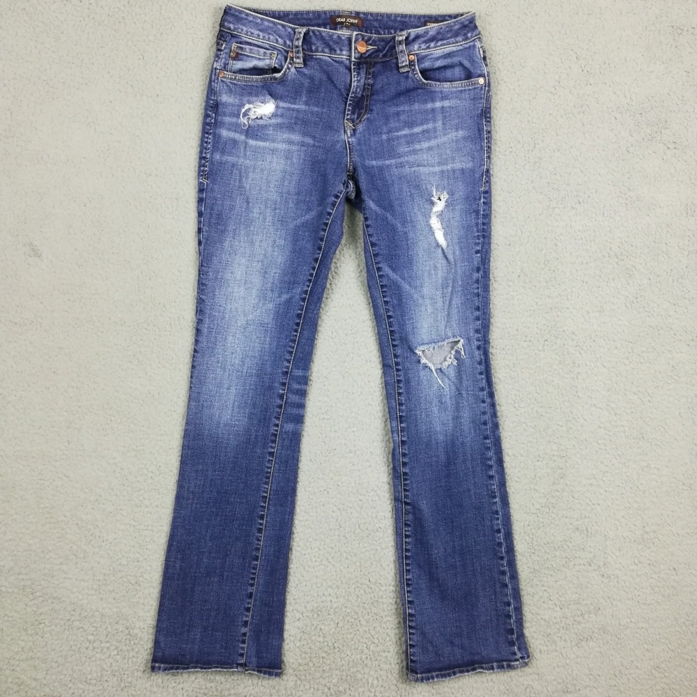 Dear John Womensโ Jeans Hybrid Skinny Boot Cut Blue Denim Distressed Low Rise 27